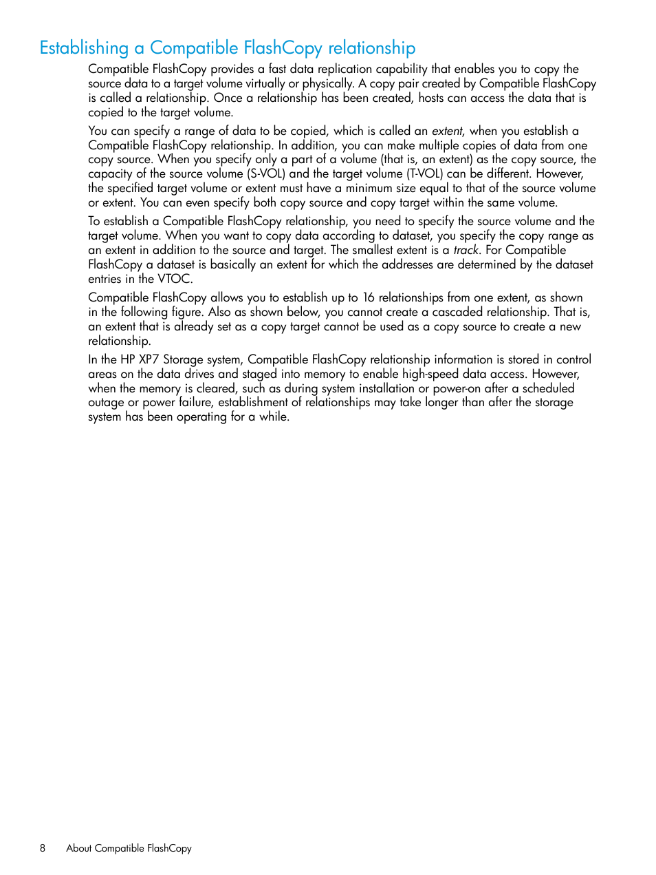 Establishing a compatible flashcopy relationship | HP XP7 Storage User Manual | Page 8 / 123