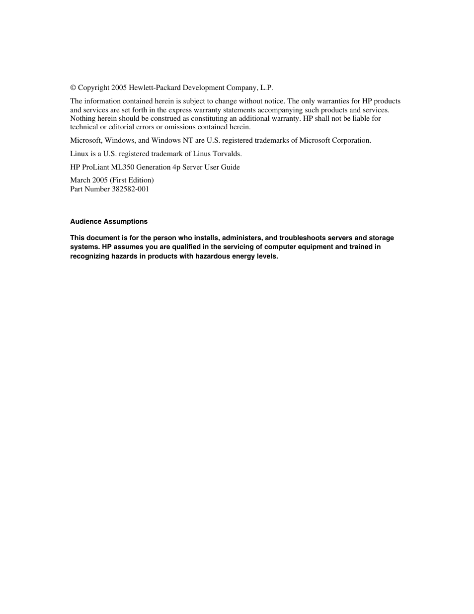 Notice | HP ProLiant ML350 G4 Server User Manual | Page 2 / 156