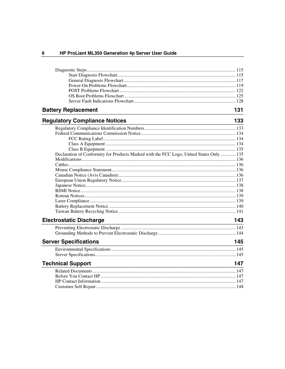 HP ProLiant ML350 G4 Server User Manual | Page 6 / 156