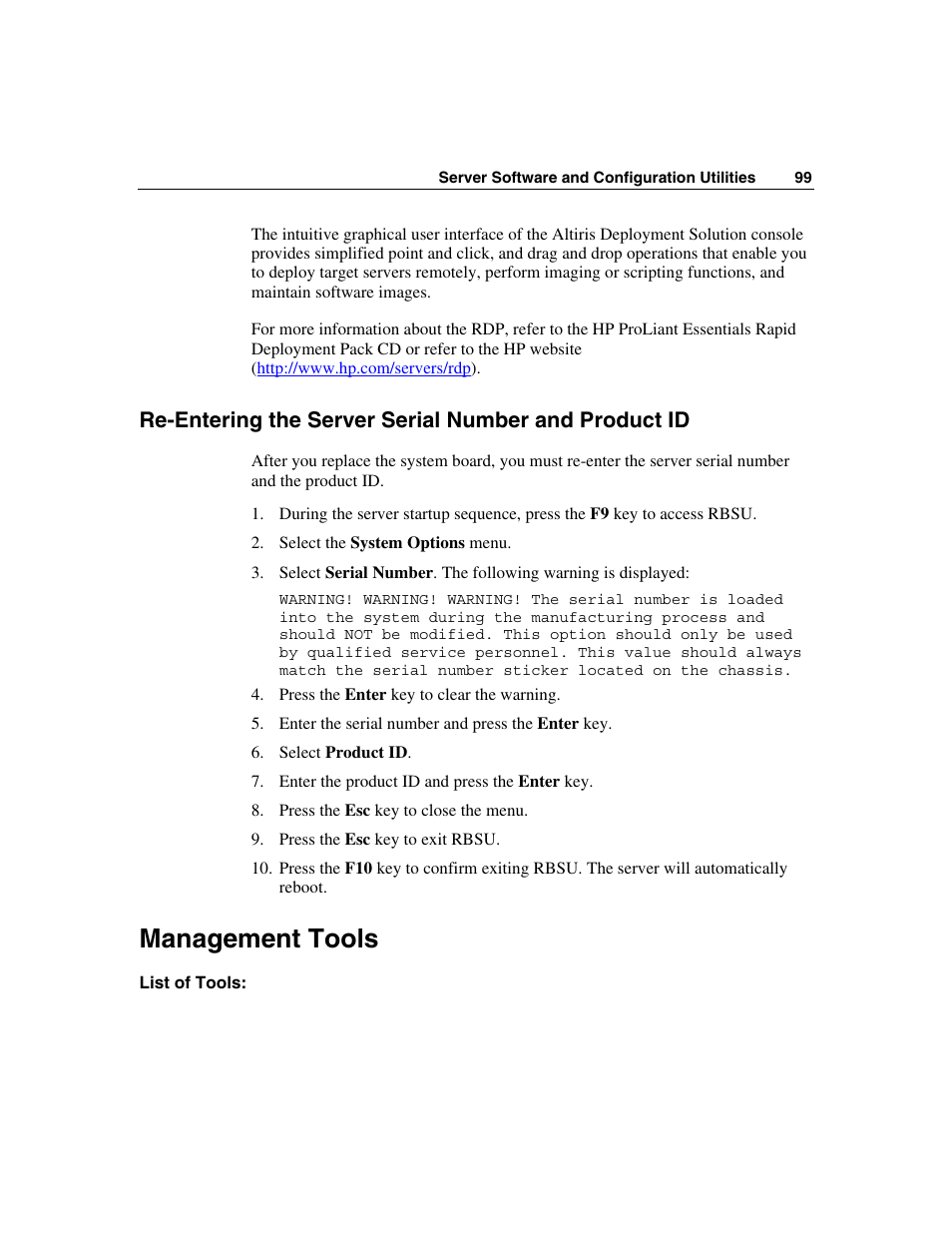 Management tools | HP ProLiant ML350 G4 Server User Manual | Page 99 / 156