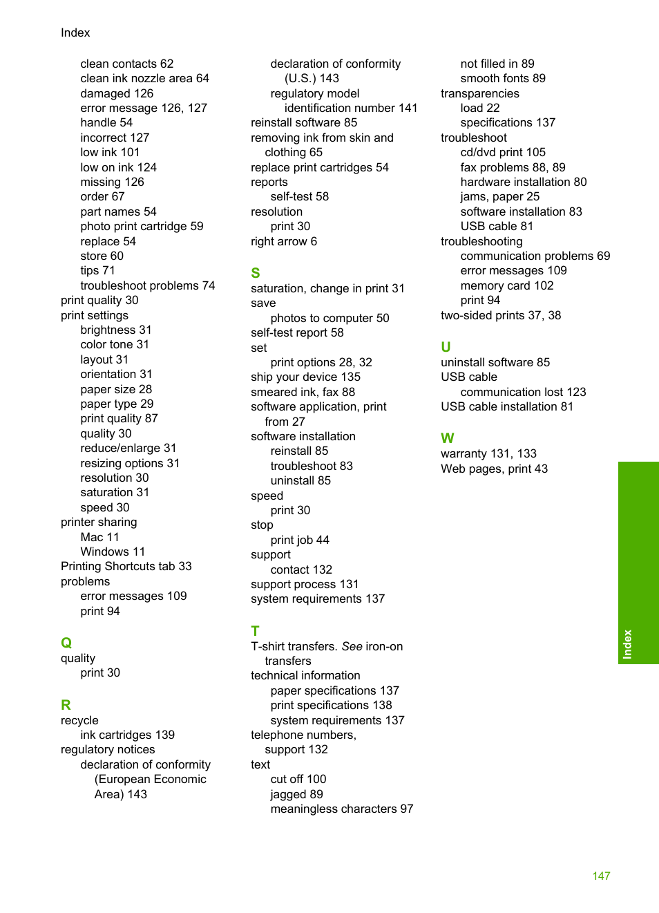 HP Photosmart D5345 Printer User Manual | Page 148 / 149