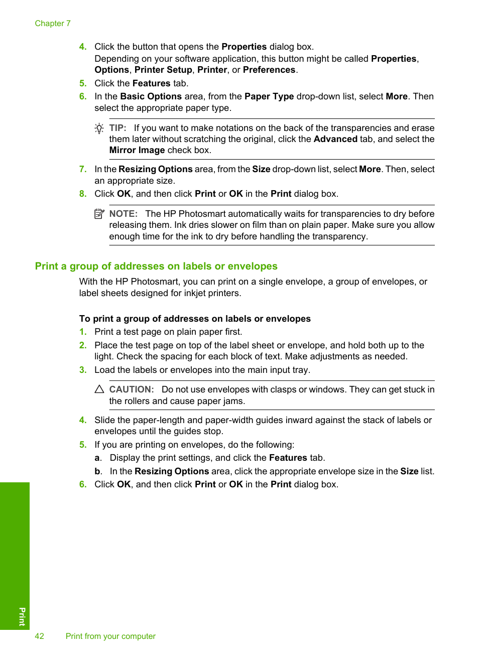 Print a group of addresses on labels or envelopes | HP Photosmart D5345 Printer User Manual | Page 43 / 149