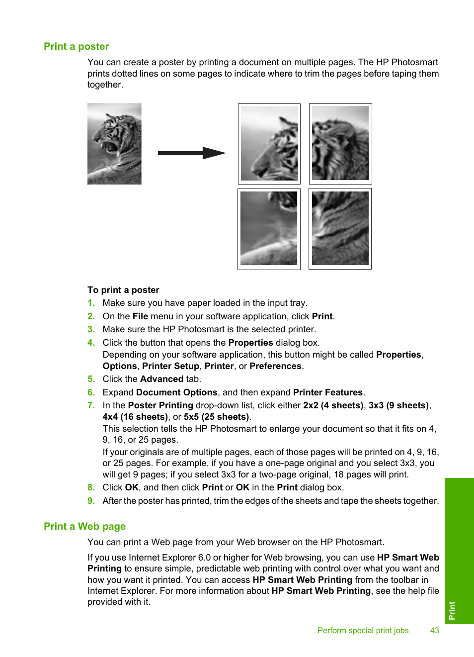 Print a poster | HP Photosmart D5345 Printer User Manual | Page 44 / 149