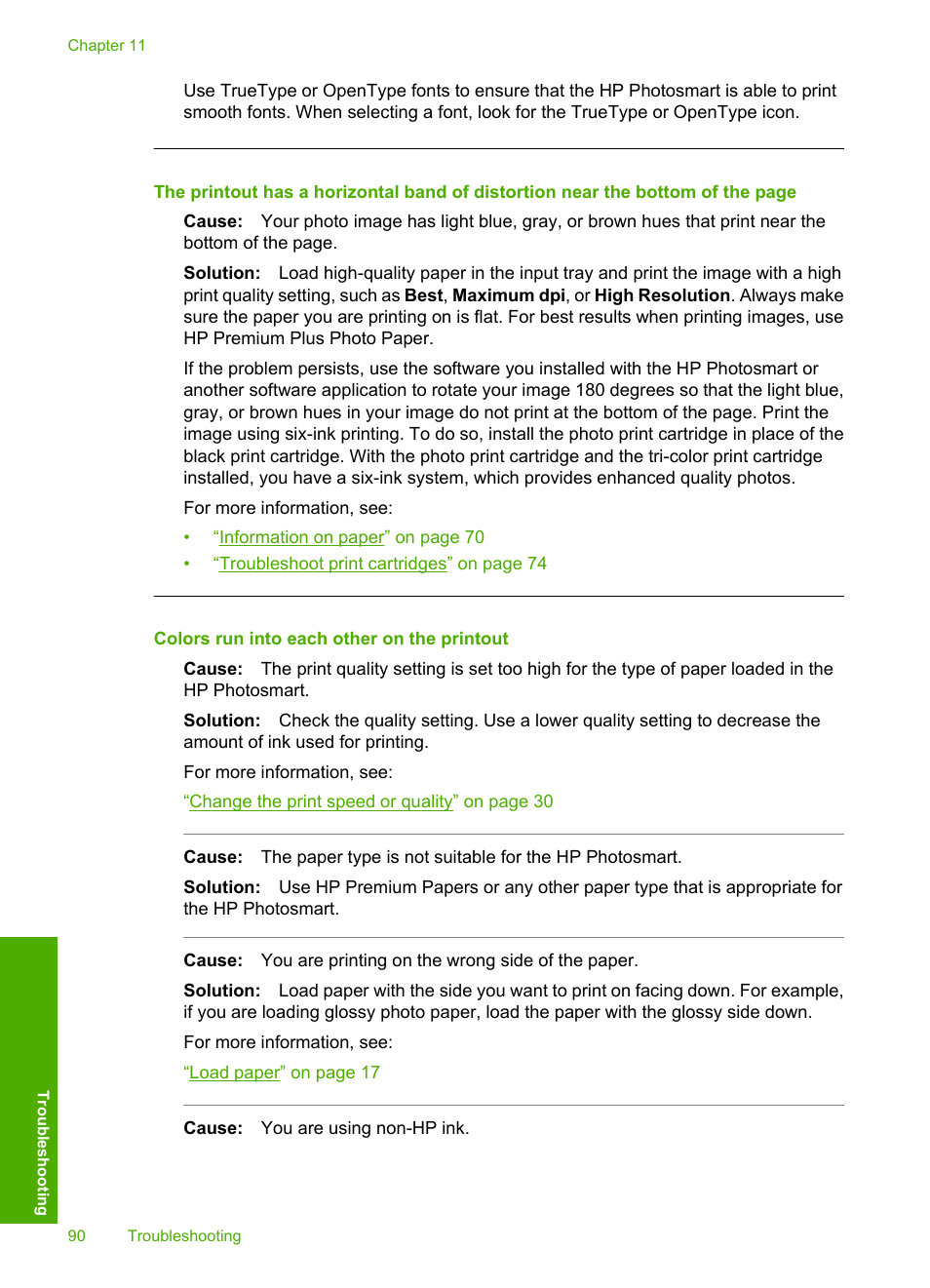 Colors run into each other on the printout | HP Photosmart D5345 Printer User Manual | Page 91 / 149