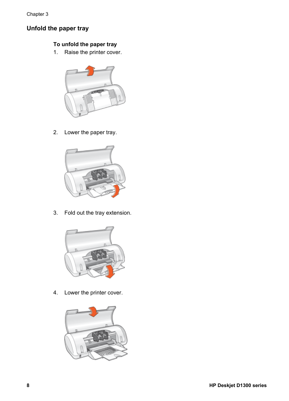 Unfold the paper tray | HP Deskjet D1341 Printer User Manual | Page 10 / 80