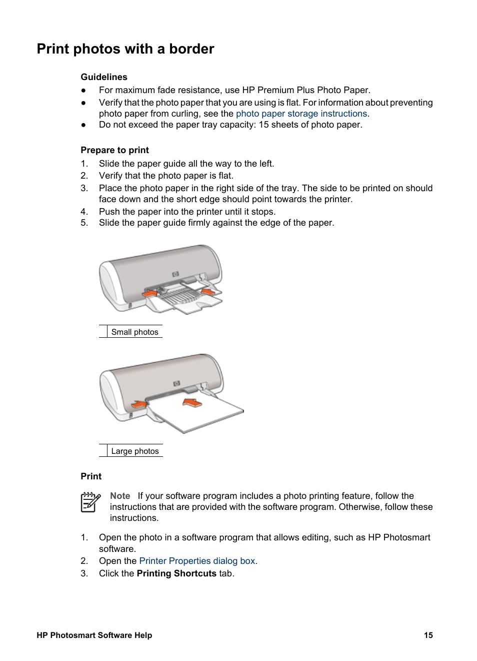 Print photos with a border, Border | HP Deskjet D1341 Printer User Manual | Page 17 / 80