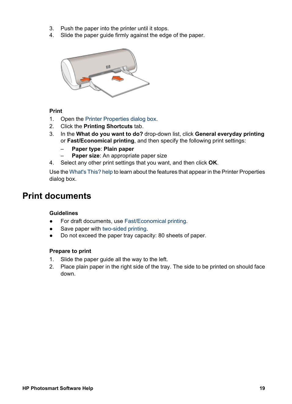 Print documents, Documents | HP Deskjet D1341 Printer User Manual | Page 21 / 80