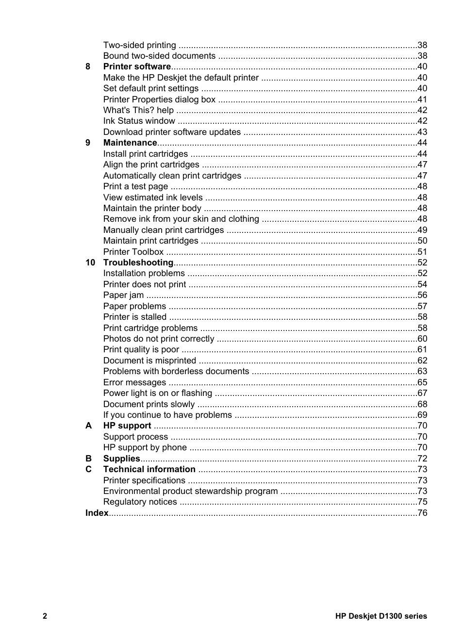 HP Deskjet D1341 Printer User Manual | Page 4 / 80