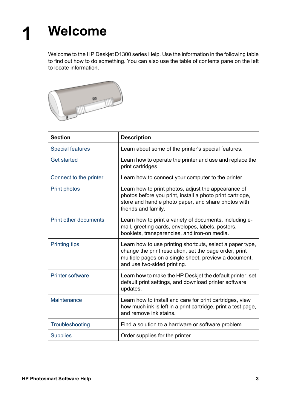 Welcome | HP Deskjet D1341 Printer User Manual | Page 5 / 80