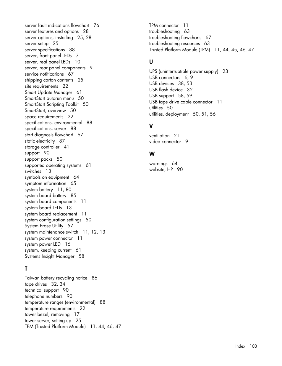 HP ProLiant ML310 G5p Server User Manual | Page 103 / 103