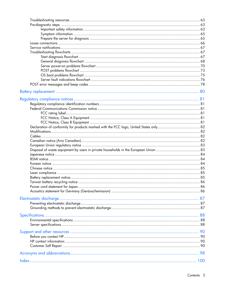 HP ProLiant ML310 G5p Server User Manual | Page 5 / 103