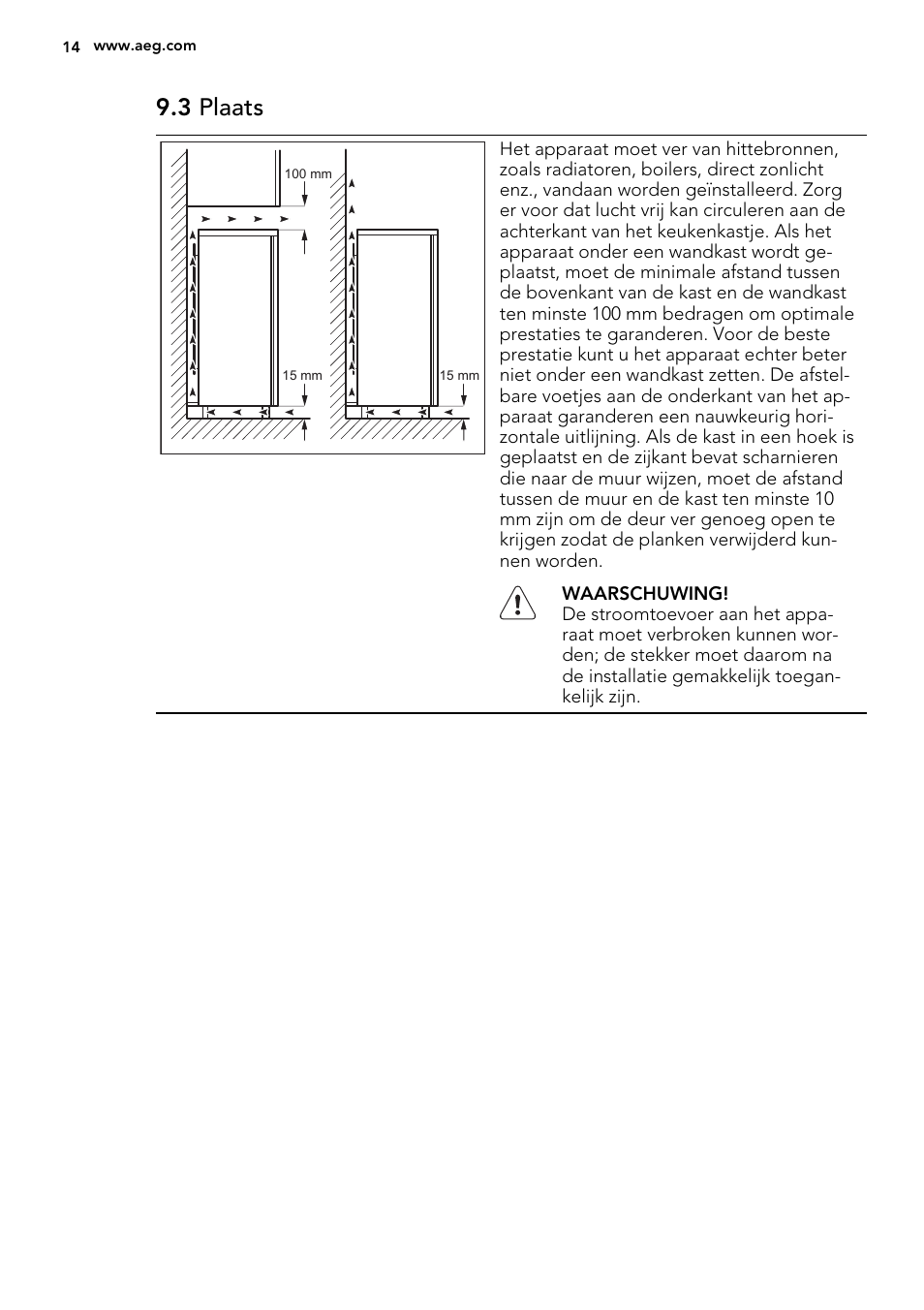 3 plaats | AEG A51100TSW0 User Manual | Page 14 / 68