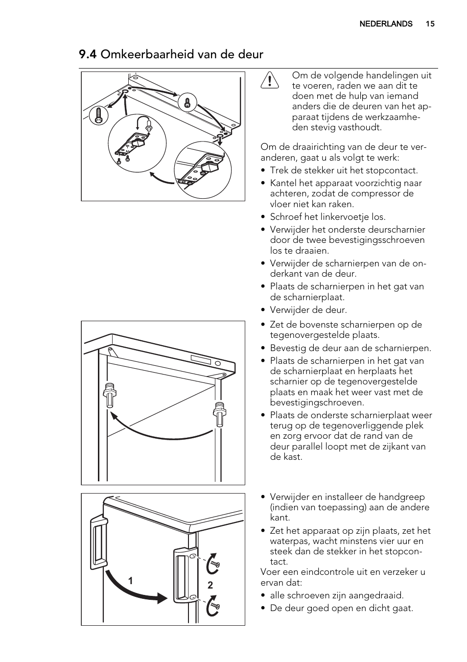 4 omkeerbaarheid van de deur | AEG A51100TSW0 User Manual | Page 15 / 68