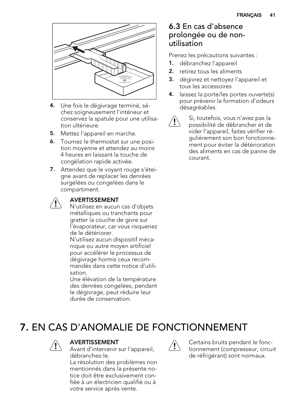En cas d'anomalie de fonctionnement | AEG A51100TSW0 User Manual | Page 41 / 68