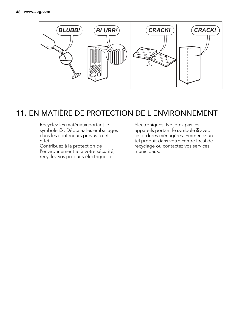 En matière de protection de l'environnement | AEG A51100TSW0 User Manual | Page 48 / 68