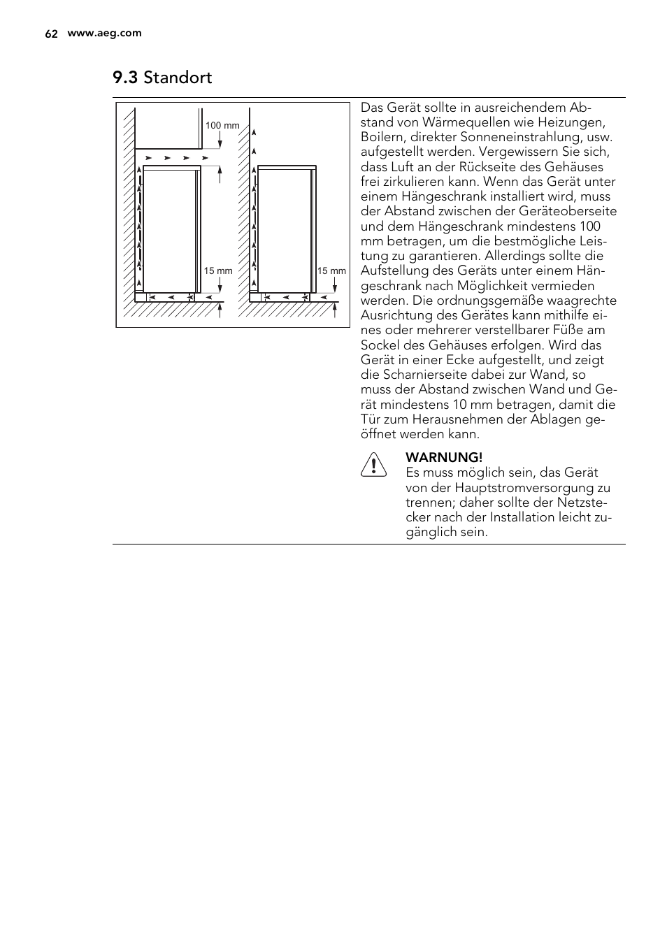 3 standort | AEG A51100TSW0 User Manual | Page 62 / 68