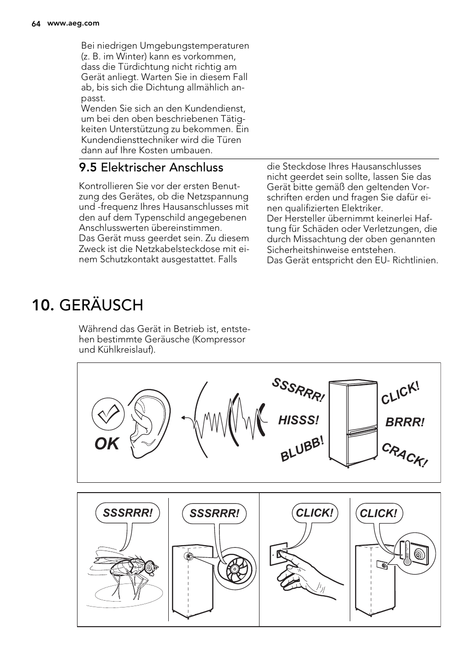 Geräusch | AEG A51100TSW0 User Manual | Page 64 / 68