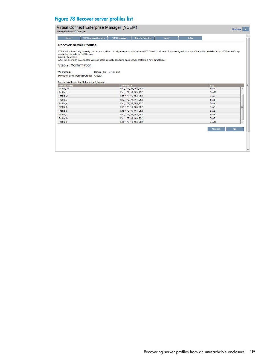 HP Virtual Connect Enterprise Manager Software User Manual | Page 115 / 195