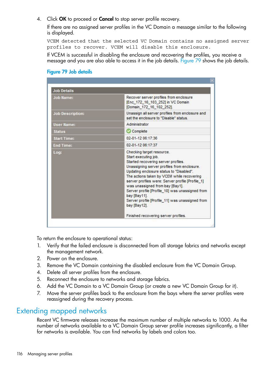 Extending mapped networks | HP Virtual Connect Enterprise Manager Software User Manual | Page 116 / 195