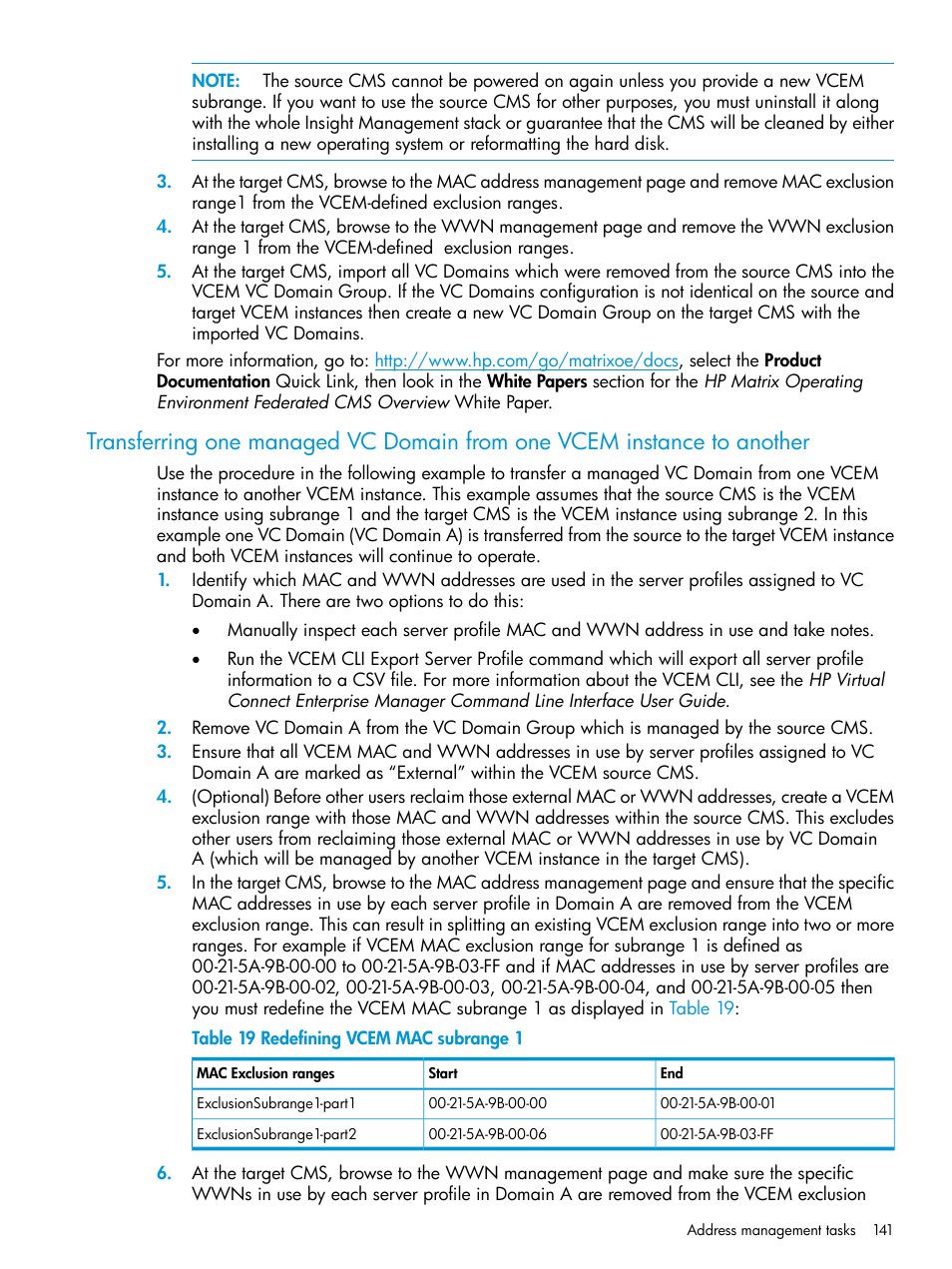 HP Virtual Connect Enterprise Manager Software User Manual | Page 141 / 195