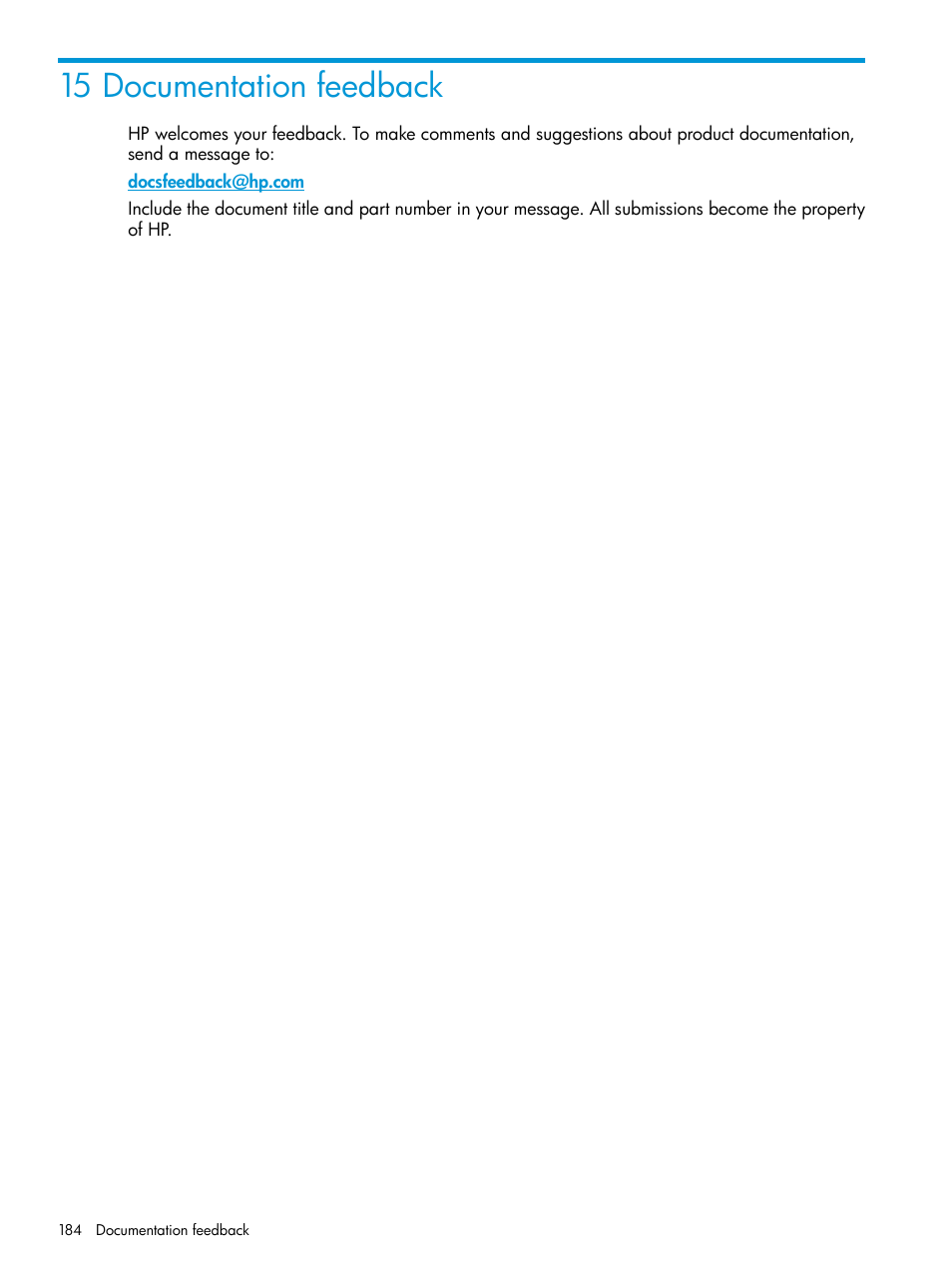 15 documentation feedback | HP Virtual Connect Enterprise Manager Software User Manual | Page 184 / 195