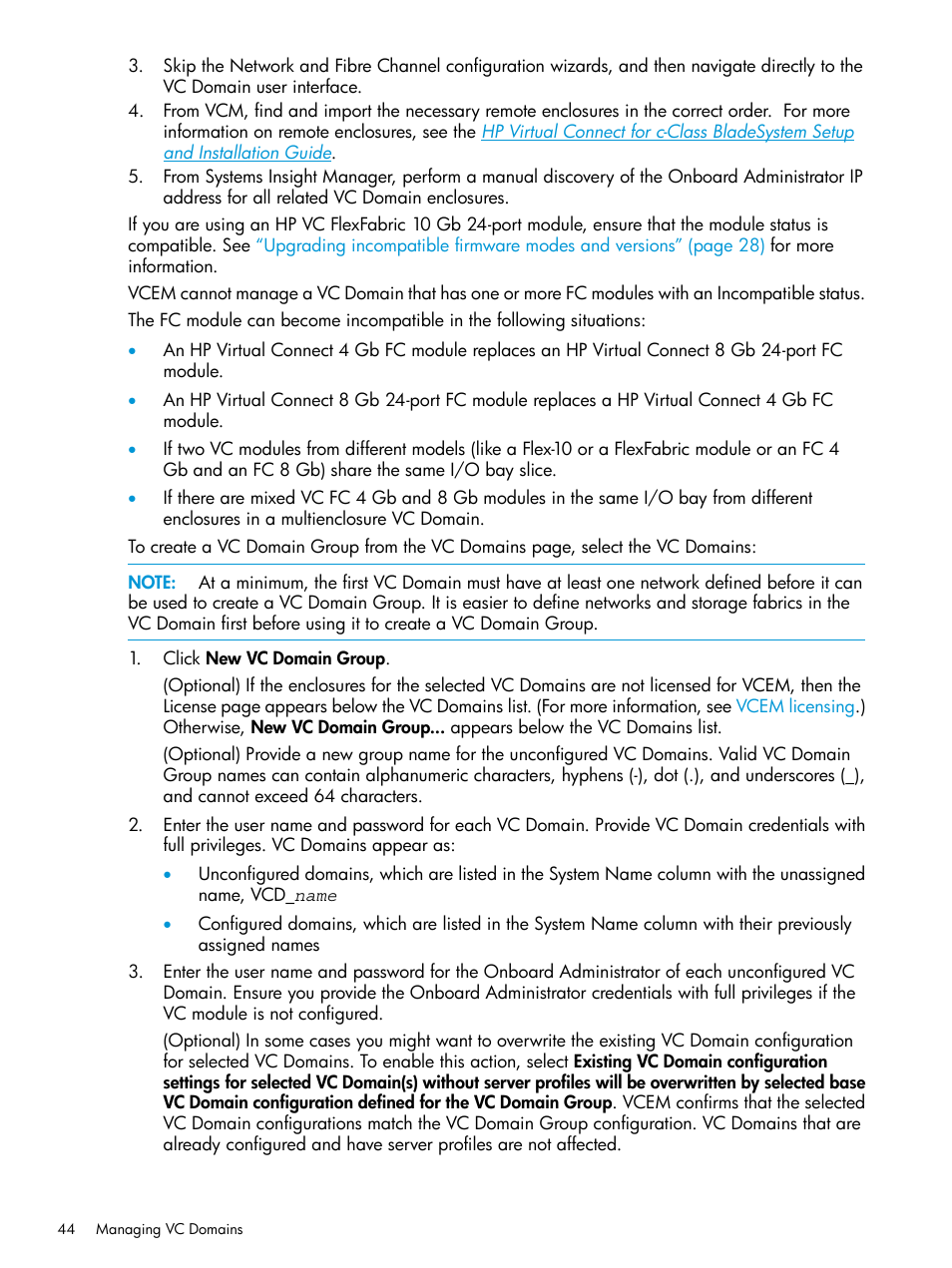 HP Virtual Connect Enterprise Manager Software User Manual | Page 44 / 195