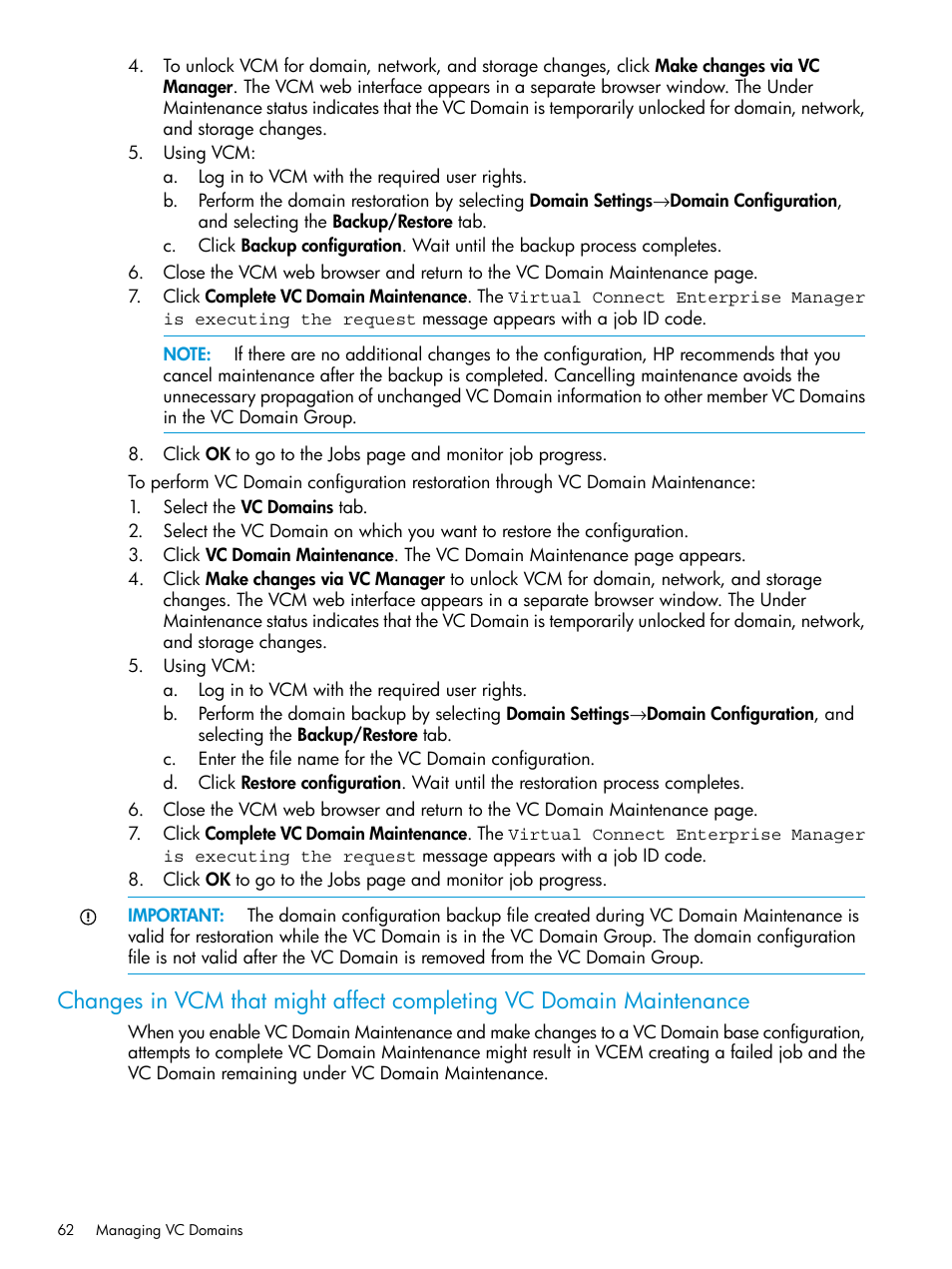 HP Virtual Connect Enterprise Manager Software User Manual | Page 62 / 195