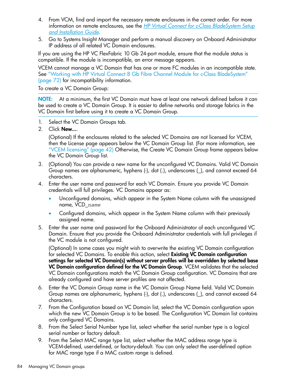 HP Virtual Connect Enterprise Manager Software User Manual | Page 84 / 195