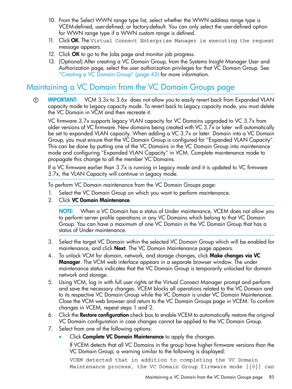 HP Virtual Connect Enterprise Manager Software User Manual | Page 85 / 195