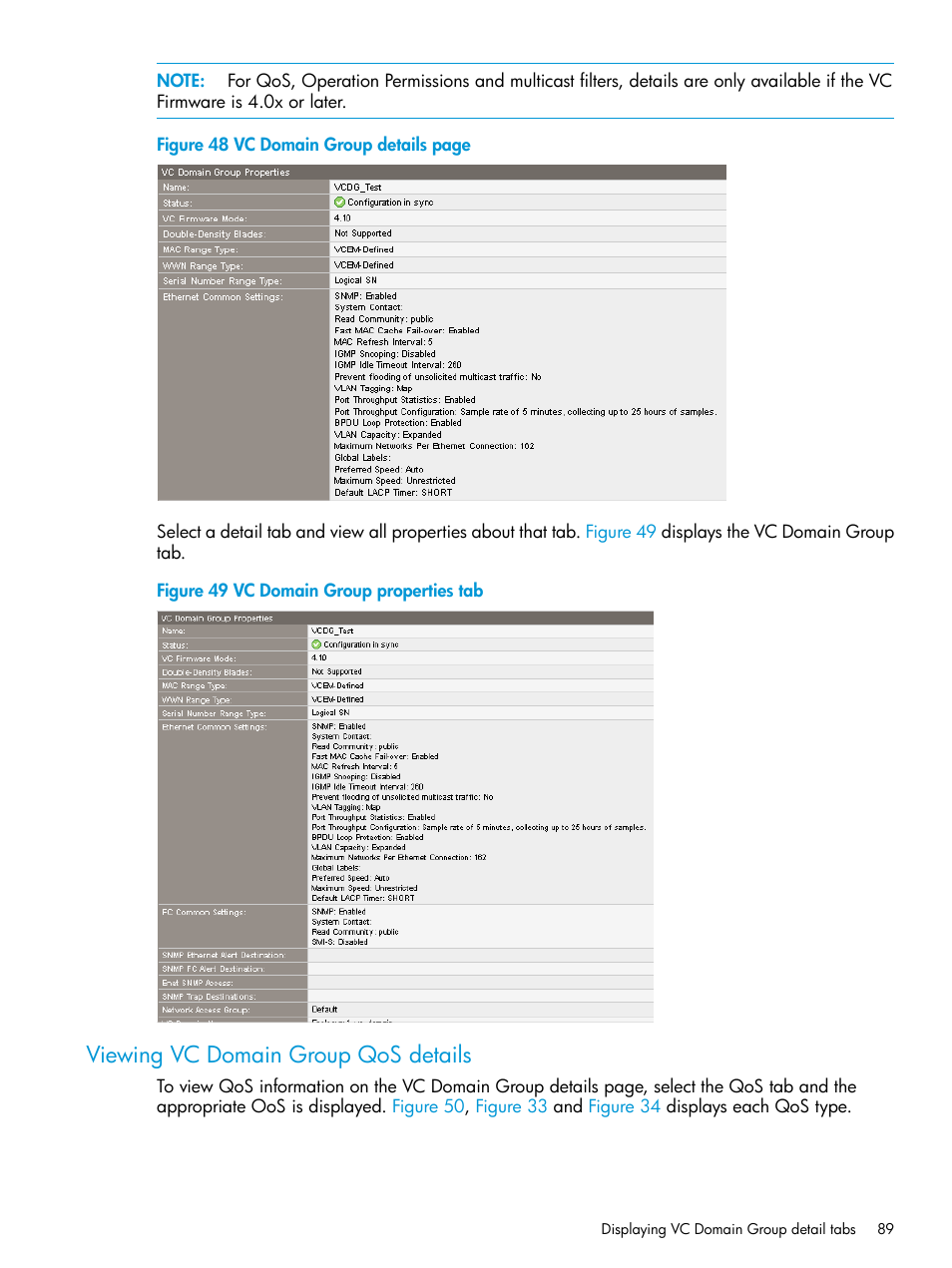 Viewing vc domain group qos details | HP Virtual Connect Enterprise Manager Software User Manual | Page 89 / 195