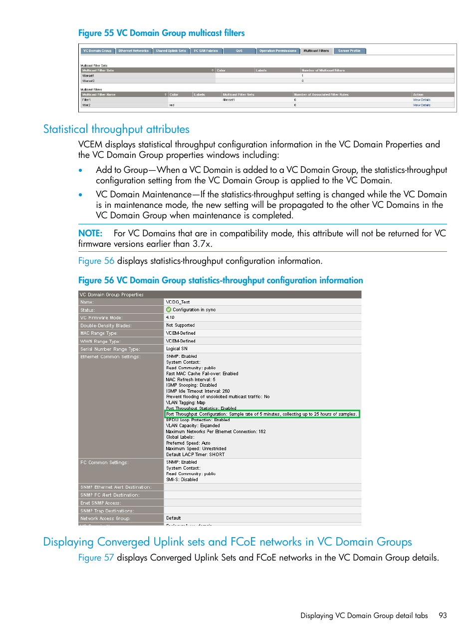 Statistical throughput attributes | HP Virtual Connect Enterprise Manager Software User Manual | Page 93 / 195