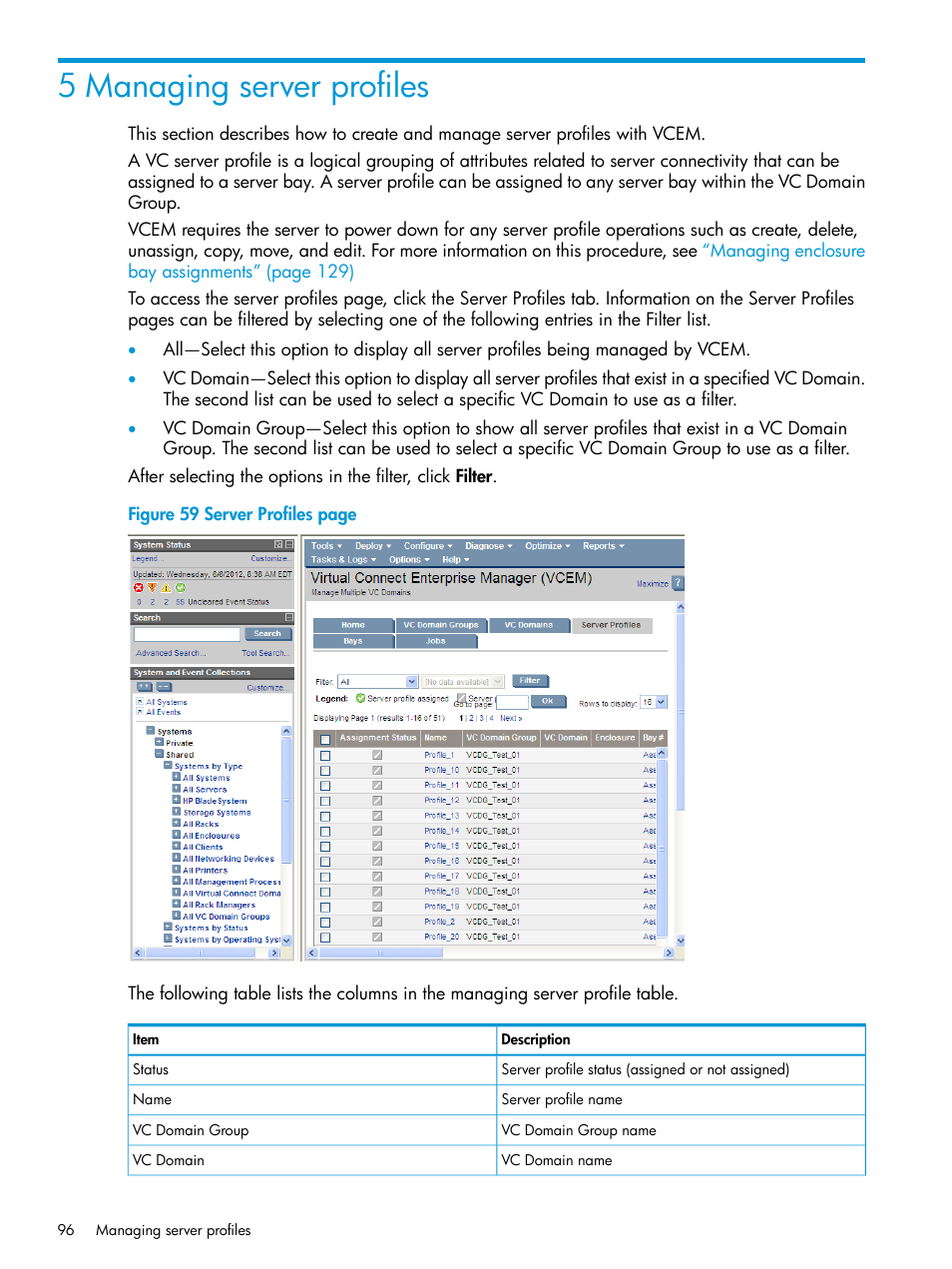 5 managing server profiles | HP Virtual Connect Enterprise Manager Software User Manual | Page 96 / 195