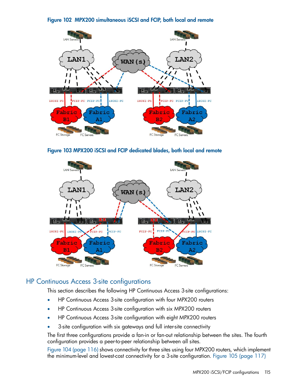 Hp continuous access 3-site configurations | HP MPX200 Multifunction Router User Manual | Page 115 / 258
