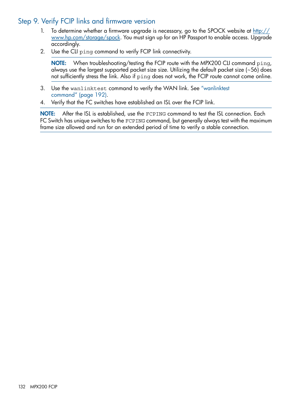 Step 9. verify fcip links and firmware version | HP MPX200 Multifunction Router User Manual | Page 132 / 258