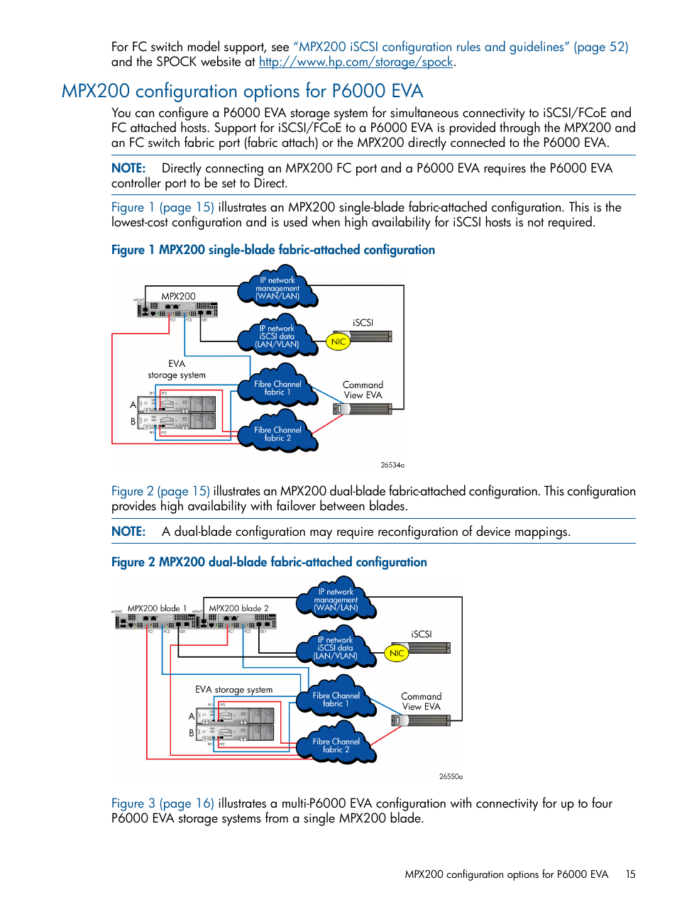 Mpx200 configuration options for p6000 eva | HP MPX200 Multifunction Router User Manual | Page 15 / 258