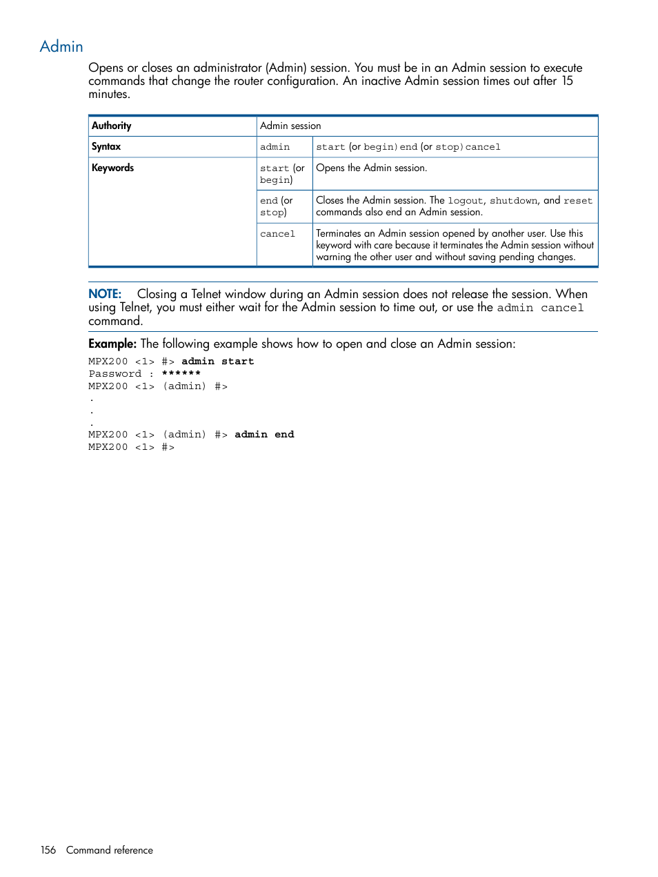 Admin | HP MPX200 Multifunction Router User Manual | Page 156 / 258