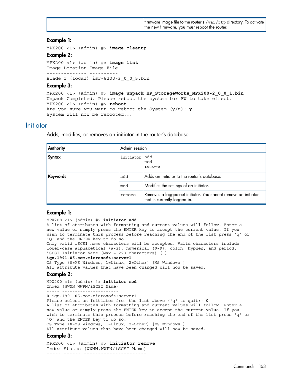 Initiator | HP MPX200 Multifunction Router User Manual | Page 163 / 258