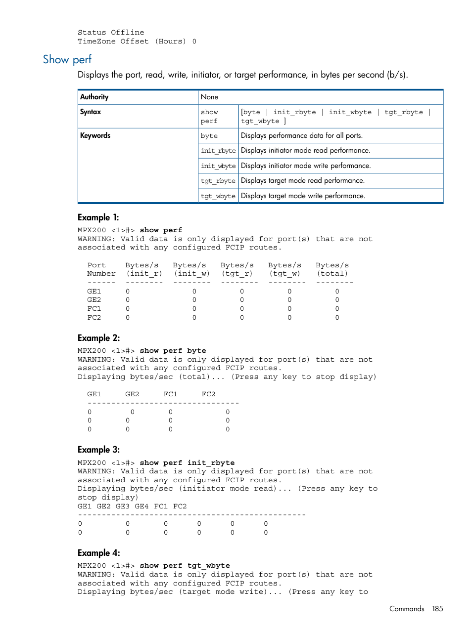 Show perf | HP MPX200 Multifunction Router User Manual | Page 185 / 258