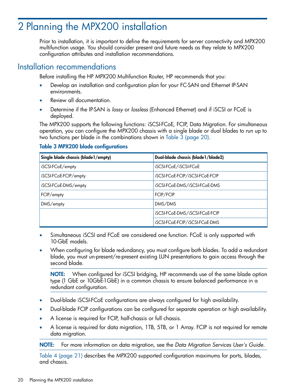 2 planning the mpx200 installation, Installation recommendations, Planning the mpx200 installation | HP MPX200 Multifunction Router User Manual | Page 20 / 258