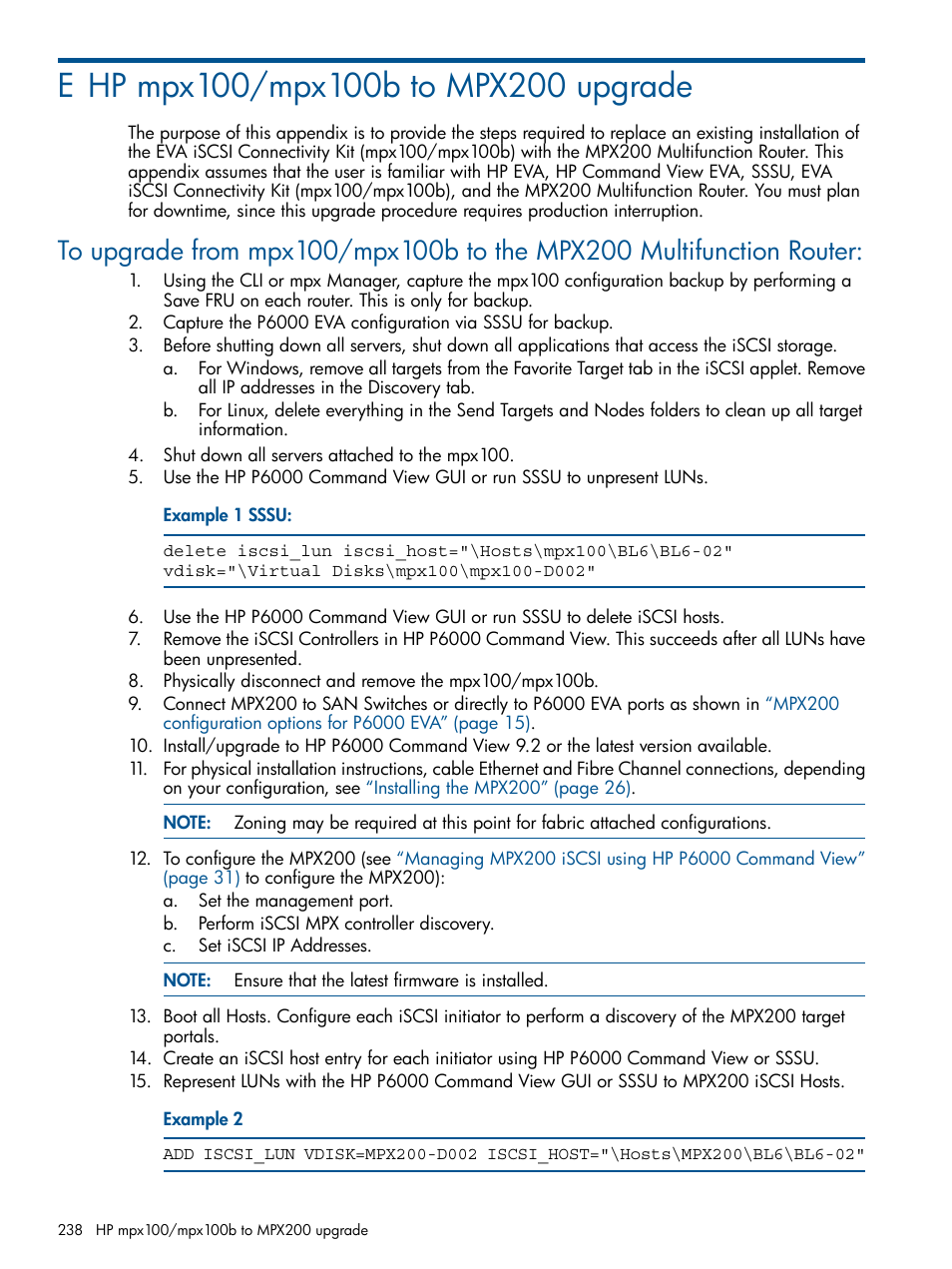 E hp mpx100/mpx100b to mpx200 upgrade | HP MPX200 Multifunction Router User Manual | Page 238 / 258