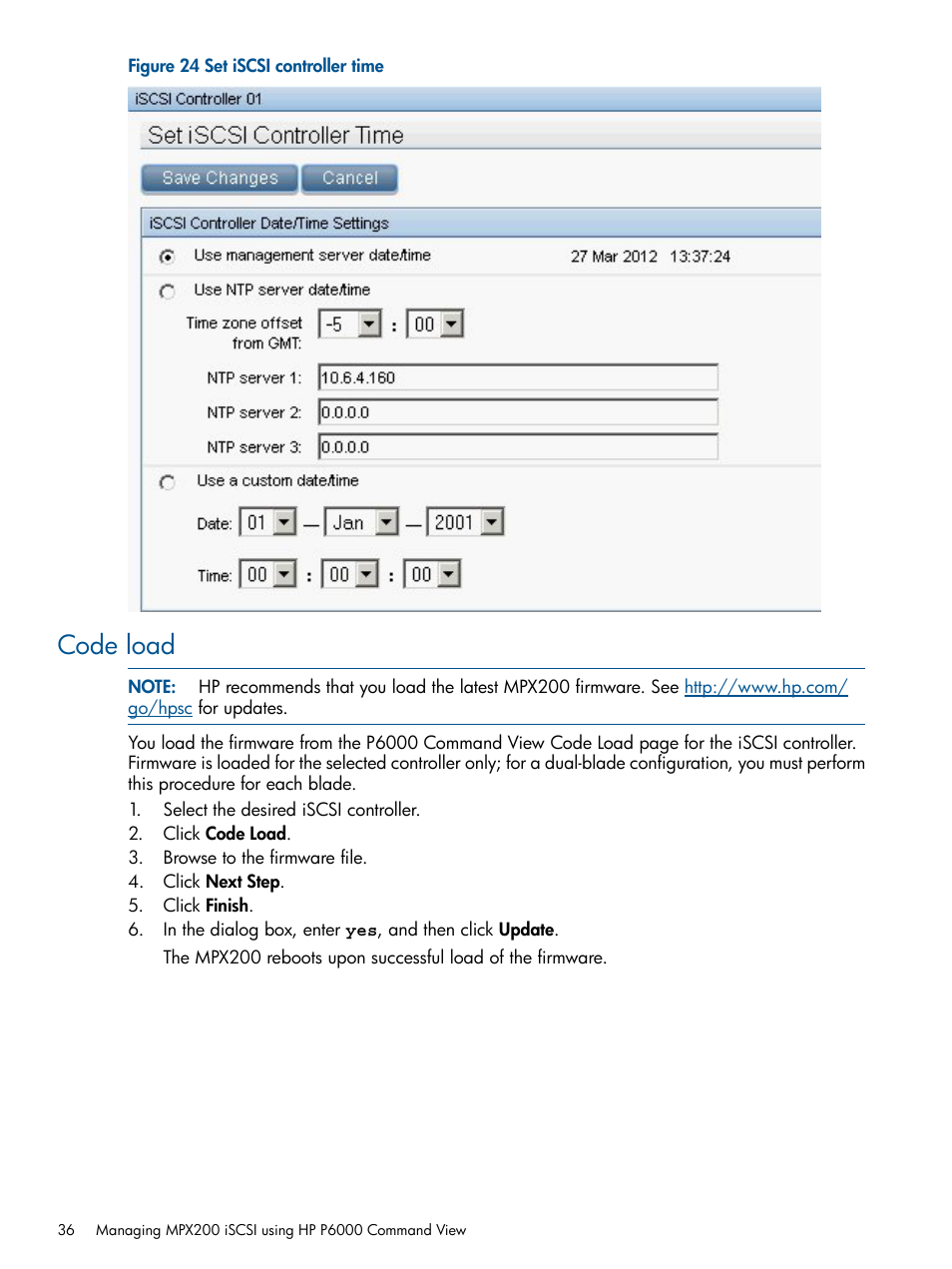 Code load | HP MPX200 Multifunction Router User Manual | Page 36 / 258