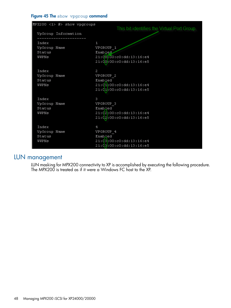 Lun management | HP MPX200 Multifunction Router User Manual | Page 48 / 258