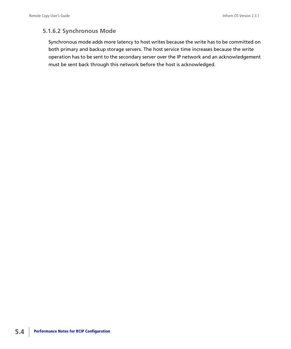 Synchronous mode | HP 3PAR Remote Copy Software User Manual | Page 124 / 344