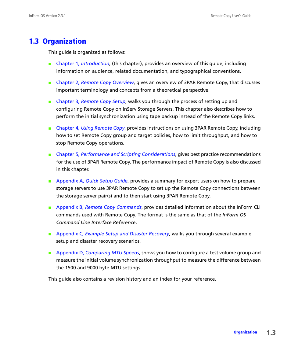 3 organization, Organization | HP 3PAR Remote Copy Software User Manual | Page 13 / 344