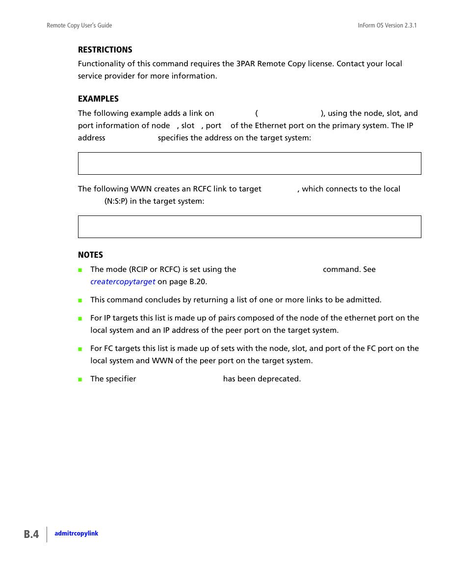 HP 3PAR Remote Copy Software User Manual | Page 140 / 344