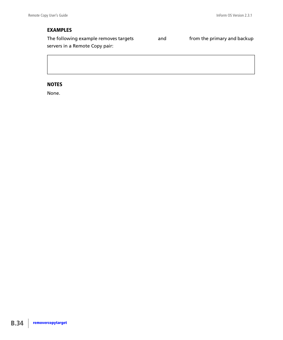 B.34 | HP 3PAR Remote Copy Software User Manual | Page 170 / 344