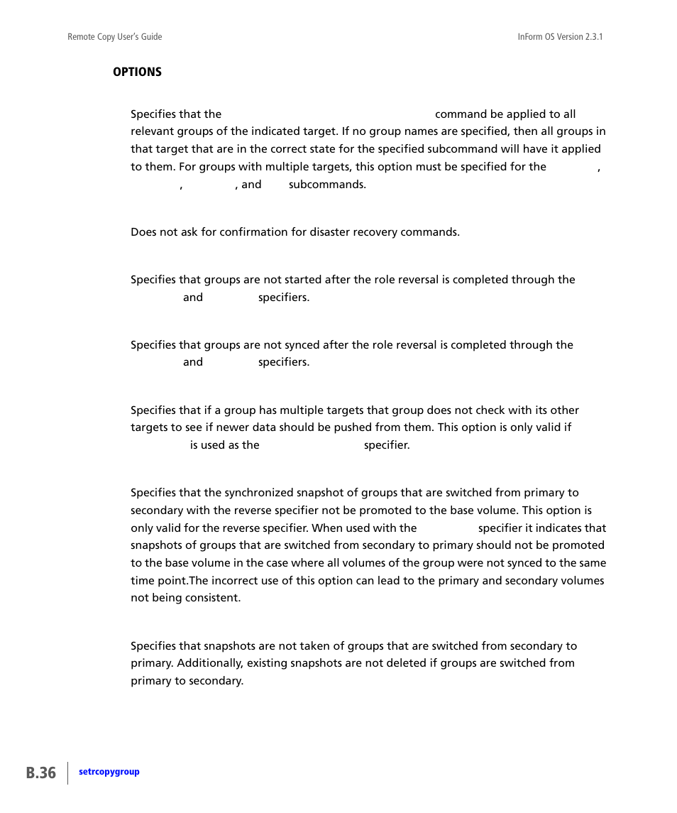 B.36 | HP 3PAR Remote Copy Software User Manual | Page 172 / 344