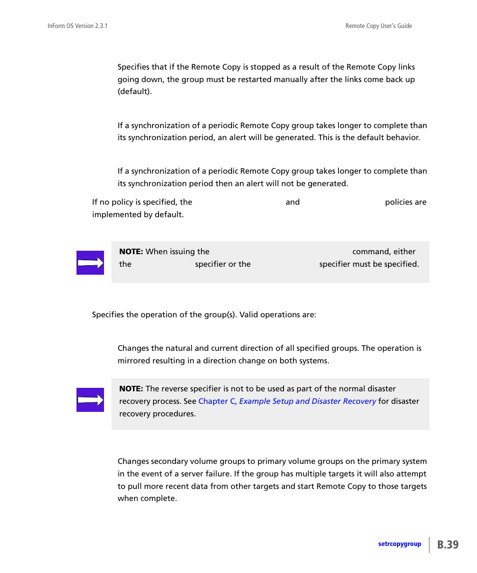 B.39 | HP 3PAR Remote Copy Software User Manual | Page 175 / 344