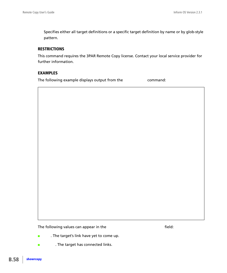 B.58 | HP 3PAR Remote Copy Software User Manual | Page 194 / 344