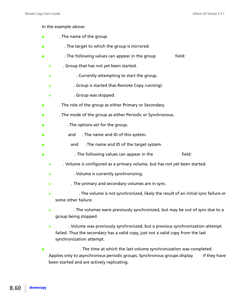 B.60 | HP 3PAR Remote Copy Software User Manual | Page 196 / 344